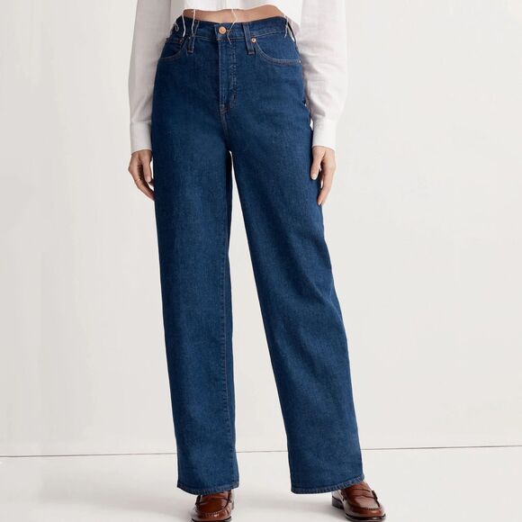 Madewell The Perfect Vintage Wide-Leg Jeans Size 25P Fairdale Dark Wash Blue - Picture 1 of 10